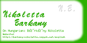 nikoletta barkany business card